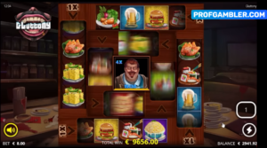 Бонусная функция в слоте Gluttony с больим выигрышем